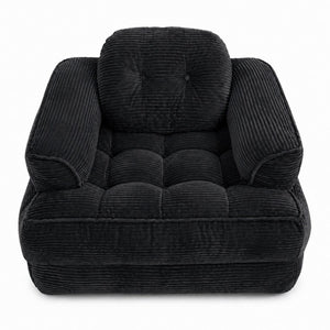 English Elm 66.9 Inch Convertible Corduroy Sofa Bed with Tufted Foam Cushions for Compact Living Spaces Black W5156P544068
