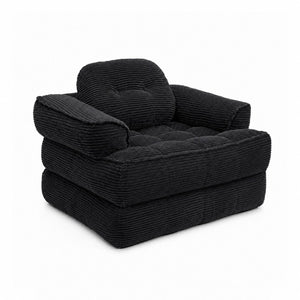 English Elm 66.9 Inch Convertible Corduroy Sofa Bed with Tufted Foam Cushions for Compact Living Spaces Black W5156P544068