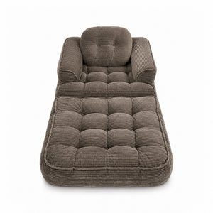 English Elm 66.9 Inch Convertible Corduroy Sofa Bed with Tufted Foam Cushions for Compact Living Spaces Coffee W5156P544069