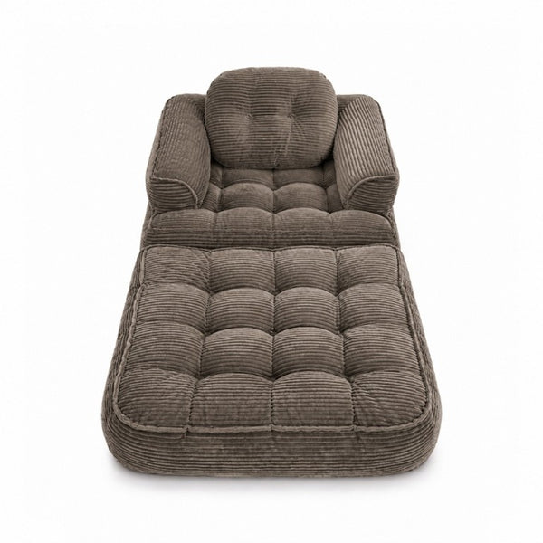 English Elm 66.9 Inch Convertible Corduroy Sofa Bed with Tufted Foam Cushions for Compact Living Spaces Coffee W5156P544069