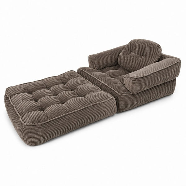 English Elm 66.9 Inch Convertible Corduroy Sofa Bed with Tufted Foam Cushions for Compact Living Spaces Coffee W5156P544069