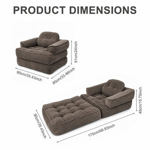 English Elm 66.9 Inch Convertible Corduroy Sofa Bed with Tufted Foam Cushions for Compact Living Spaces Coffee W5156P544069
