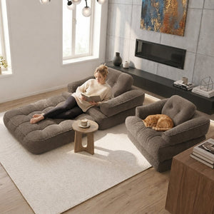 English Elm 66.9 Inch Convertible Corduroy Sofa Bed with Tufted Foam Cushions for Compact Living Spaces Coffee W5156P544069