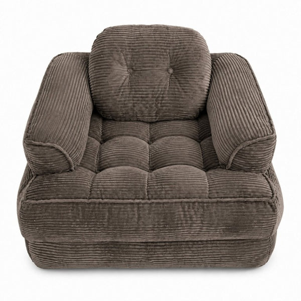 English Elm 66.9 Inch Convertible Corduroy Sofa Bed with Tufted Foam Cushions for Compact Living Spaces Coffee W5156P544069