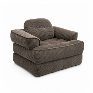 English Elm 66.9 Inch Convertible Corduroy Sofa Bed with Tufted Foam Cushions for Compact Living Spaces Coffee W5156P544069