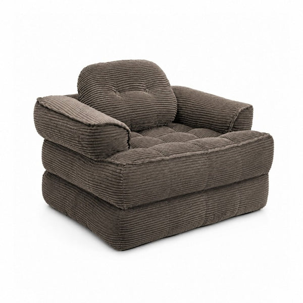 English Elm 66.9 Inch Convertible Corduroy Sofa Bed with Tufted Foam Cushions for Compact Living Spaces Coffee W5156P544069