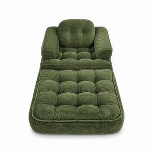 English Elm 66.9 Inch Convertible Corduroy Sofa Bed with Tufted Foam Cushions for Compact Living Spaces Dark Green W5156P544070