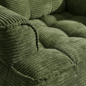 English Elm 66.9 Inch Convertible Corduroy Sofa Bed with Tufted Foam Cushions for Compact Living Spaces Dark Green W5156P544070