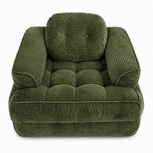 English Elm 66.9 Inch Convertible Corduroy Sofa Bed with Tufted Foam Cushions for Compact Living Spaces Dark Green W5156P544070