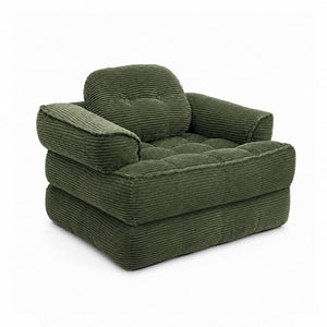English Elm 66.9 Inch Convertible Corduroy Sofa Bed with Tufted Foam Cushions for Compact Living Spaces Dark Green W5156P544070