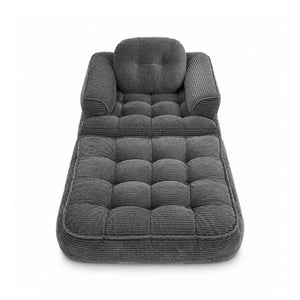 English Elm 66.9 Inch Convertible Corduroy Sofa Bed with Tufted Foam Cushions for Compact Living Spaces Dark Gray W5156P544071