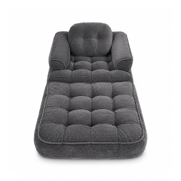 English Elm 66.9 Inch Convertible Corduroy Sofa Bed with Tufted Foam Cushions for Compact Living Spaces Dark Gray W5156P544071