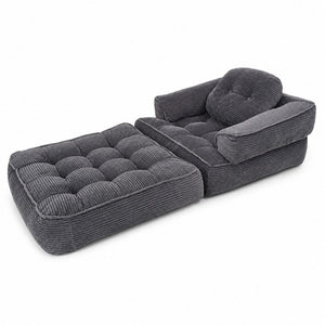 English Elm 66.9 Inch Convertible Corduroy Sofa Bed with Tufted Foam Cushions for Compact Living Spaces Dark Gray W5156P544071
