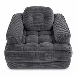 English Elm 66.9 Inch Convertible Corduroy Sofa Bed with Tufted Foam Cushions for Compact Living Spaces Dark Gray W5156P544071