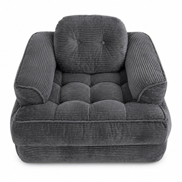 English Elm 66.9 Inch Convertible Corduroy Sofa Bed with Tufted Foam Cushions for Compact Living Spaces Dark Gray W5156P544071