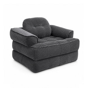 English Elm 66.9 Inch Convertible Corduroy Sofa Bed with Tufted Foam Cushions for Compact Living Spaces Dark Gray W5156P544071