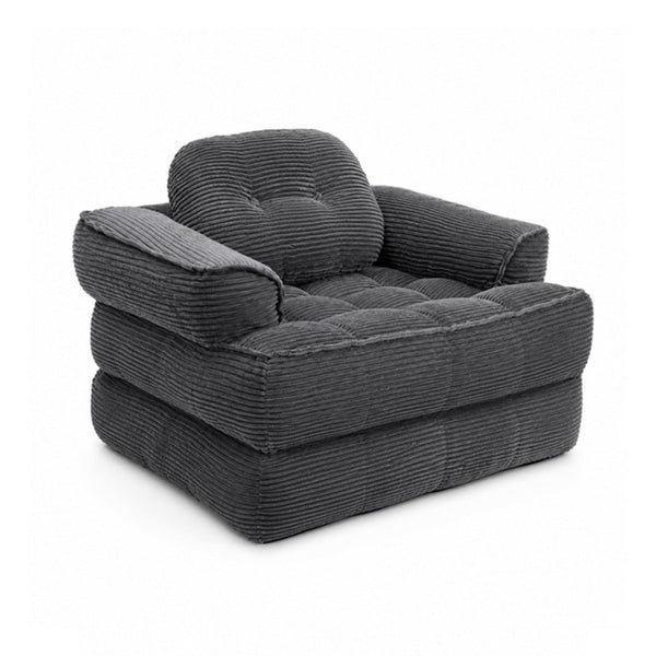 English Elm 66.9 Inch Convertible Corduroy Sofa Bed with Tufted Foam Cushions for Compact Living Spaces Dark Gray W5156P544071