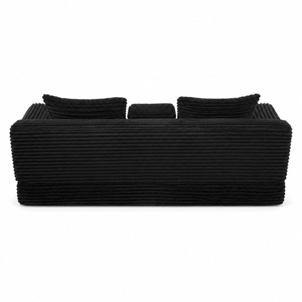 English Elm 72 Inch Chenille Corduroy Convertible Sleeper Sofa with Cup Holders for Apartment Spaces Black W5156P544073