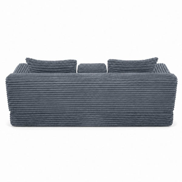 English Elm 72 Inch Chenille Corduroy Convertible Sleeper Sofa with Cup Holders for Apartment Spaces Dark Gray W5156P544074