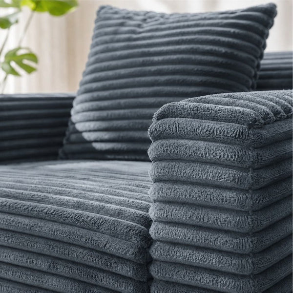English Elm 72 Inch Chenille Corduroy Convertible Sleeper Sofa with Cup Holders for Apartment Spaces Dark Gray W5156P544074