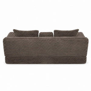 English Elm 72 Inch Chenille Corduroy Convertible Sleeper Sofa with Cup Holders for Apartment Spaces Coffee W5156P544075