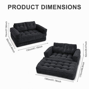English Elm 51.18 Inch Modular Corduroy Floor Sofa Convertible Chaise Loveseat for Small Spaces Black W5156P544076