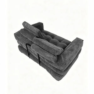 English Elm 51.18 Inch Modular Corduroy Floor Sofa Convertible Chaise Loveseat for Small Spaces Dark Gray W5156P544092