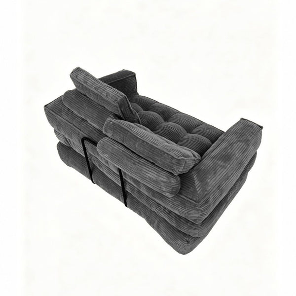 English Elm 51.18 Inch Modular Corduroy Floor Sofa Convertible Chaise Loveseat for Small Spaces Dark Gray W5156P544092