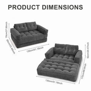 English Elm 51.18 Inch Modular Corduroy Floor Sofa Convertible Chaise Loveseat for Small Spaces Dark Gray W5156P544092