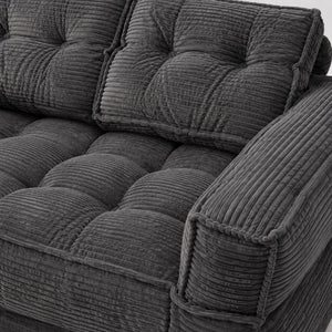 English Elm 51.18 Inch Modular Corduroy Floor Sofa Convertible Chaise Loveseat for Small Spaces Dark Gray W5156P544092