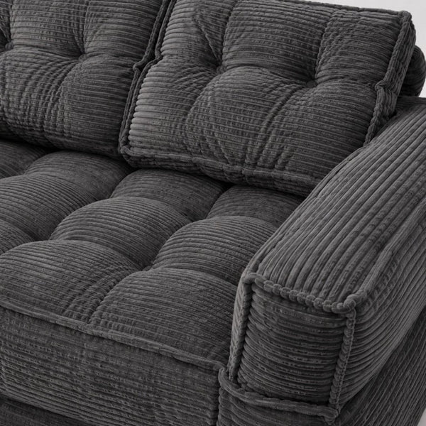 English Elm 51.18 Inch Modular Corduroy Floor Sofa Convertible Chaise Loveseat for Small Spaces Dark Gray W5156P544092
