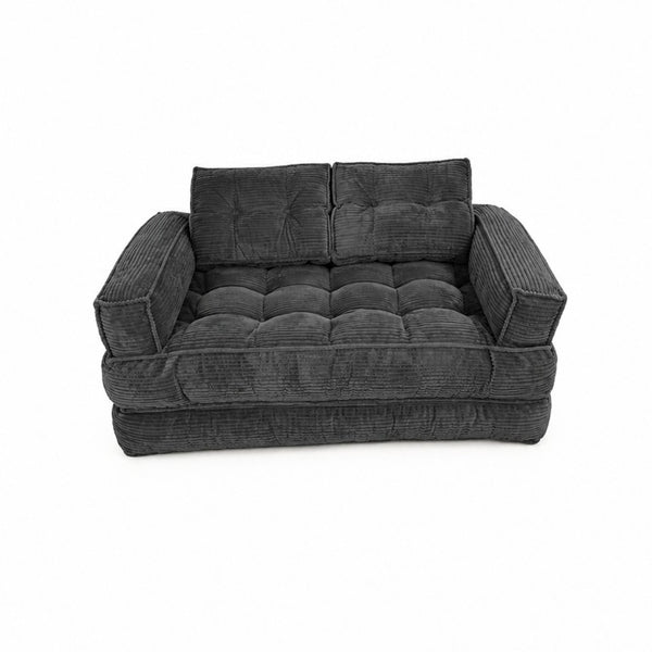 English Elm 51.18 Inch Modular Corduroy Floor Sofa Convertible Chaise Loveseat for Small Spaces Dark Gray W5156P544092