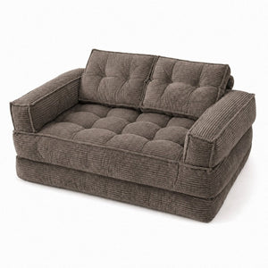 English Elm 51.18 Inch Modular Corduroy Floor Sofa Convertible Chaise Loveseat for Small Spaces Coffee W5156P544094