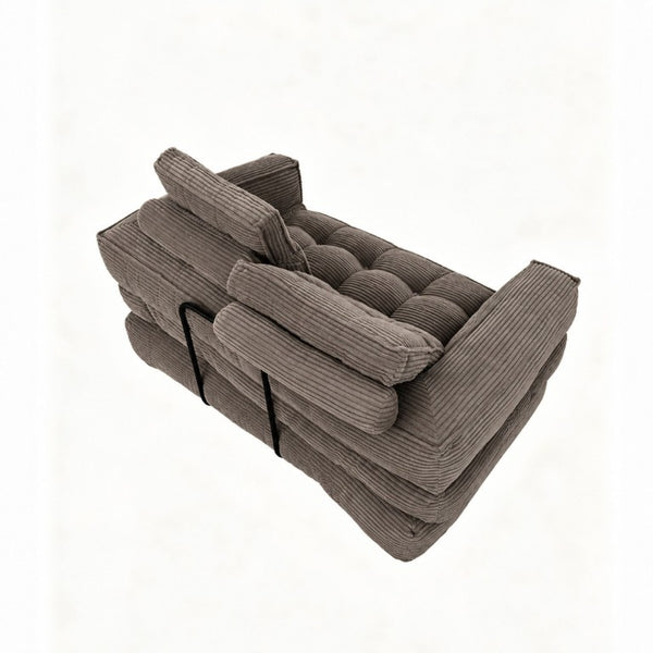 English Elm 51.18 Inch Modular Corduroy Floor Sofa Convertible Chaise Loveseat for Small Spaces Coffee W5156P544094