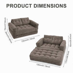 English Elm 51.18 Inch Modular Corduroy Floor Sofa Convertible Chaise Loveseat for Small Spaces Coffee W5156P544094