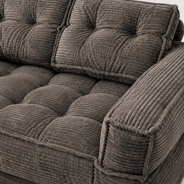English Elm 51.18 Inch Modular Corduroy Floor Sofa Convertible Chaise Loveseat for Small Spaces Coffee W5156P544094
