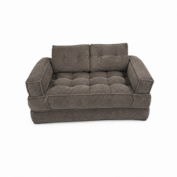 English Elm 51.18 Inch Modular Corduroy Floor Sofa Convertible Chaise Loveseat for Small Spaces Coffee W5156P544094