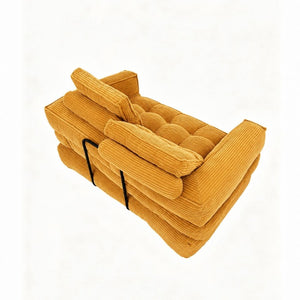 English Elm 51.18 Inch Modular Corduroy Floor Sofa Convertible Chaise Loveseat for Small Spaces Orange W5156P544095
