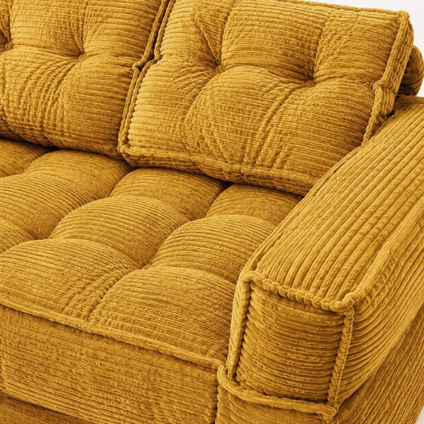 English Elm 51.18 Inch Modular Corduroy Floor Sofa Convertible Chaise Loveseat for Small Spaces Orange W5156P544095