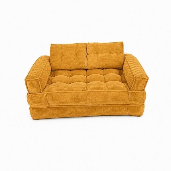 English Elm 51.18 Inch Modular Corduroy Floor Sofa Convertible Chaise Loveseat for Small Spaces Orange W5156P544095