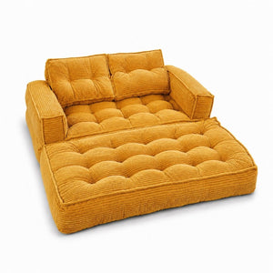 English Elm 51.18 Inch Modular Corduroy Floor Sofa Convertible Chaise Loveseat for Small Spaces Orange W5156P544095