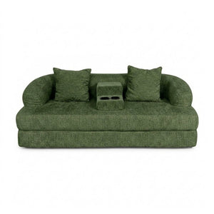 English Elm 70 Inch Chenille Convertible Loveseat Sleeper with Curved Design and Foam Core for Studios Army Green W5156P546718