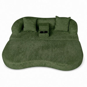 English Elm 70 Inch Chenille Convertible Loveseat Sleeper with Curved Design and Foam Core for Studios Army Green W5156P546718