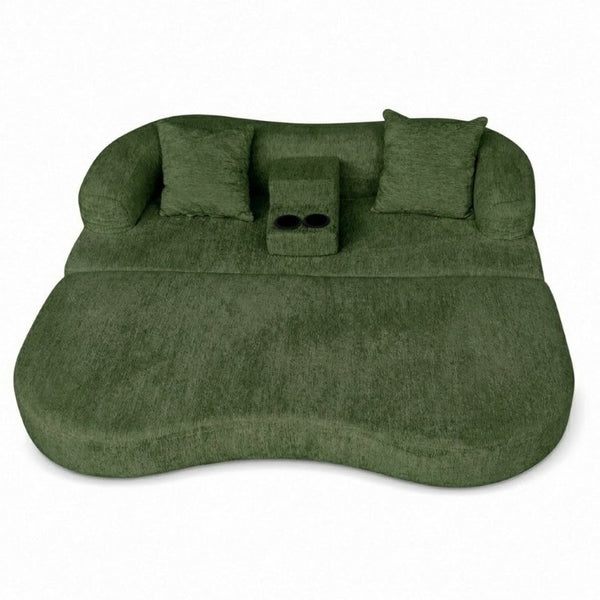 English Elm 70 Inch Chenille Convertible Loveseat Sleeper with Curved Design and Foam Core for Studios Army Green W5156P546718