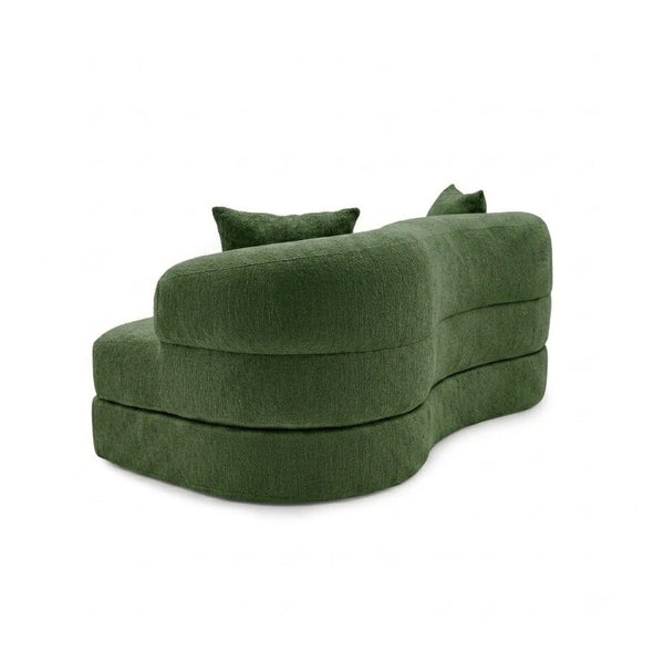 English Elm 70 Inch Chenille Convertible Loveseat Sleeper with Curved Design and Foam Core for Studios Army Green W5156P546718
