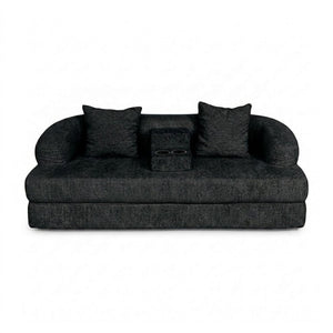 English Elm 70 Inch Chenille Convertible Loveseat Sleeper with Curved Design and Foam Core for Studios Black W5156P546719