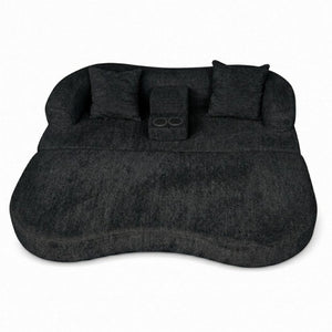 English Elm 70 Inch Chenille Convertible Loveseat Sleeper with Curved Design and Foam Core for Studios Black W5156P546719