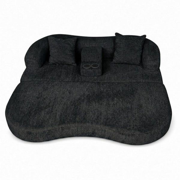 English Elm 70 Inch Chenille Convertible Loveseat Sleeper with Curved Design and Foam Core for Studios Black W5156P546719