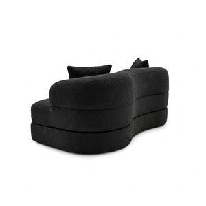 English Elm 70 Inch Chenille Convertible Loveseat Sleeper with Curved Design and Foam Core for Studios Black W5156P546719