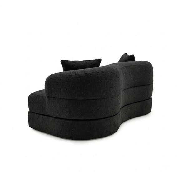 English Elm 70 Inch Chenille Convertible Loveseat Sleeper with Curved Design and Foam Core for Studios Black W5156P546719